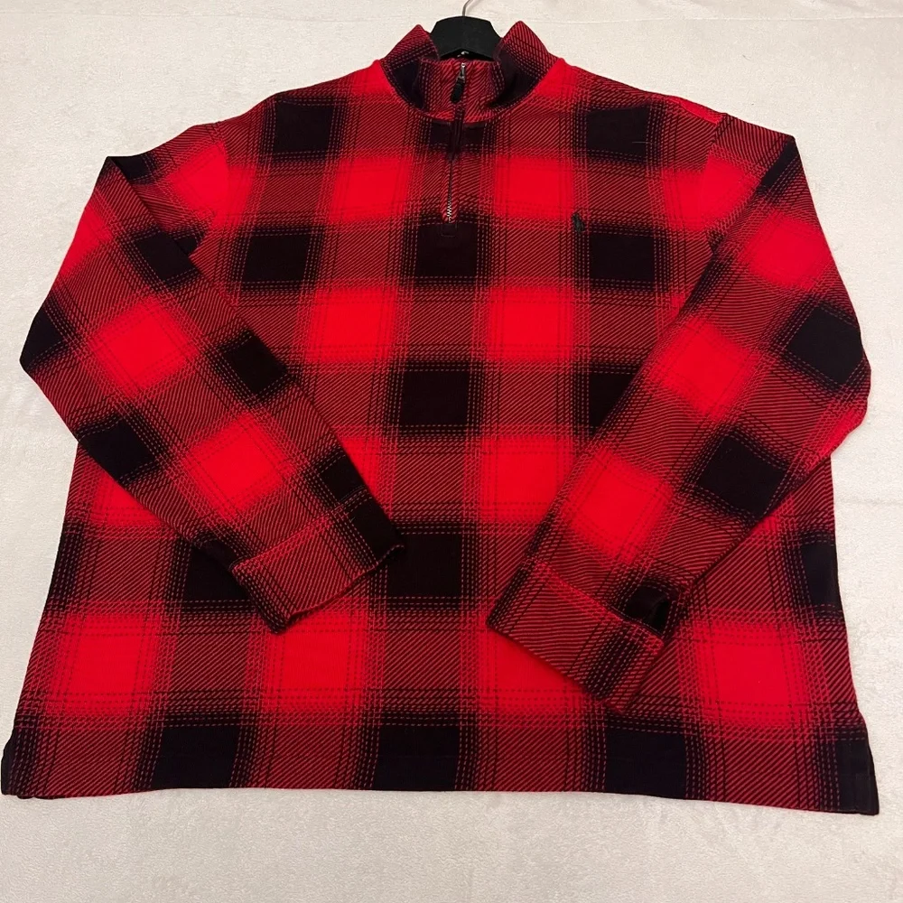 Polo Ralph Lauren Buffalo Check Estate Rib Pullover for Men's Long Sleeve Size L